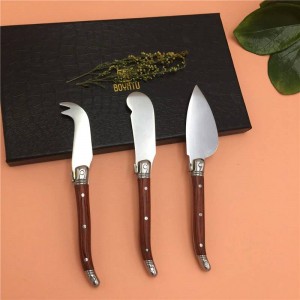 Per incontrare 3PCS Kit coltello per formaggio Spalmatore per panini Set di coltelli per burro in palissandro Coltello per affettati in acciaio inossidabile stile Laguiole