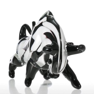 Scultura in vetro bianco e nero per bovini Decorazioni per la casa statua Ornamento animale moderno Regalo Decorazione artigianale Scultura di toro