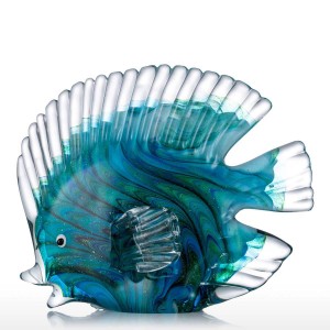 Statuette di vetro blu Pesci tropicali Figurine Decorazioni per la casa Arte Animale Artigianato artificiale Regalo per accessori per la decorazione domestica