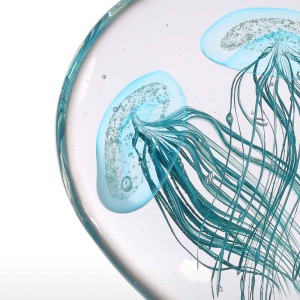 Blue Jellyfish Figurines Ornamento in vetro Statuette di animali Accessori per la casa Decorazioni per la casa in stile moderno Blu