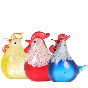 Simpatici mini figurine di animali in vetro piccolo pollo artigianale decorazioni per la casa scultura regalo di arte moderna accessori per la decorazione domestica