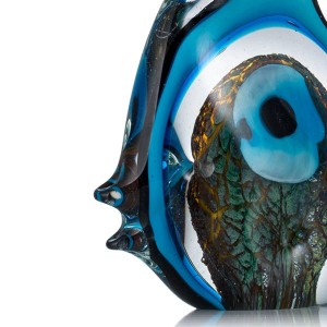 decoracion hogar Blue Stripe Pesci tropicali Scultura in vetro figurina Accessori per la decorazione domestica Pesce di vetro moderno
