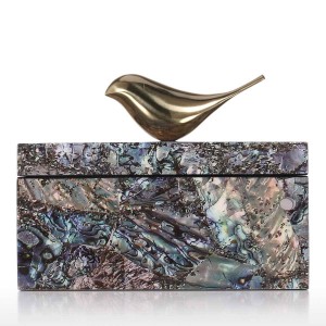 Portagioie con uccello in rame Trinket in legno Decorazione Anello Scatola Scatola portaoggetti Regali di compleanno per donna Velluto nero