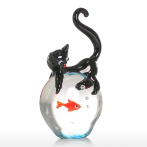 Statuette moderne per gatti e pesci rossi Regalo in vetro Decorazioni per la casa Mini statuette per animali Accessori per decorazioni per la casa multicolore