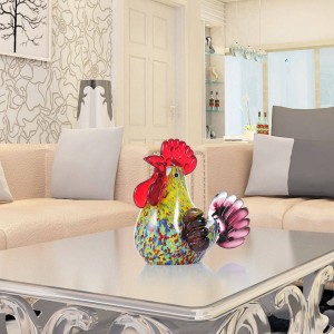 Scultura in vetro multicolore in gallo Figurina animale Decorazioni per la casa Ornamento Regalo Artigianato Decorazioni in miniatura figurine