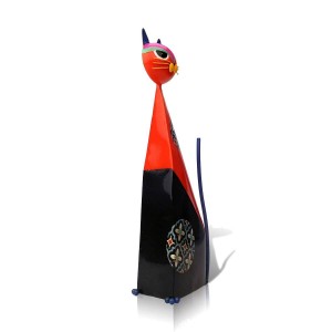 Red Fortune a forma di gatto Figurine in metallo Figurine in miniatura arredamento pastorale Art Craft Regalo Accessori decorazione della casa