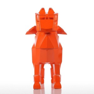 Bicchieri Cane Figurine Arancione Scultura in resina di piccole dimensioni Decorazioni per la casa Arte moderna Figurine Statua animale Fibra di vetro