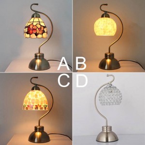 Lampada da scrivania tradizionale Tiffany conchiglia paralume stile country lampada da comodino in ottone colore romantico e bianco caldo lampadina a led E27