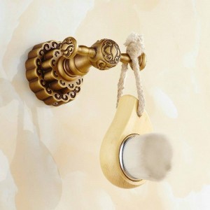 Serie Twin Flowers Scultura Appendiabiti antico spazzolato Appendiabiti Accessori da bagno a parete Appendiabiti in ottone