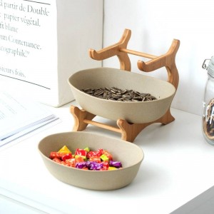 Centrotavola in ceramica glassata a due livelli in ceramica satinata per piatti da portata in ceramica per frutta, insalata e snack