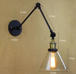 Applique da parete in vetro vintage, illuminazione a led orientabile a doppio braccio per interni per sala da pranzo