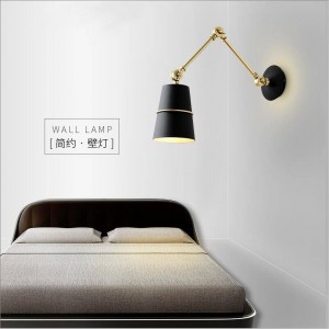 Applique a braccio regolabile Loft vintage con paralume bianco / nero luce applique da parete braccio in oro rosa per comodino camera da letto ristorante bar negozio
