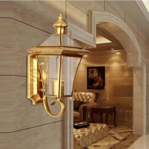 Impermeabile led E27 Yard luce giardino applique da parete applique balcone corridoio lampada da parete in rame paralume in vetro illuminazione interna / esterna