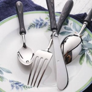 Set di posate occidentali Set di stoviglie in acciaio inossidabile 304 con manico in legno Coltello da cucina Forchetta Set di stoviglie Regalo di Natale