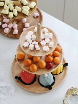 Scaffale per dolci in legno Tre piani Vassoio di frutta Soggiorno Creativo Dessert per la casa Dolci Snack Vassoio di vanità Decorazione torta