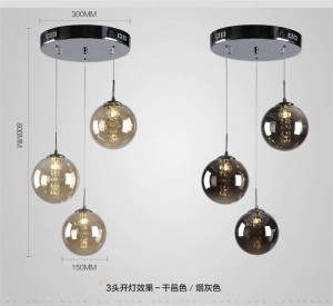 XL 1-5M sfera di vetro Lampade a sospensione per scale Chiesa Lampada a sospensione a spirale nera G4 ha condotto l'illuminazione delle scale Lampada da tromba delle scale lunga