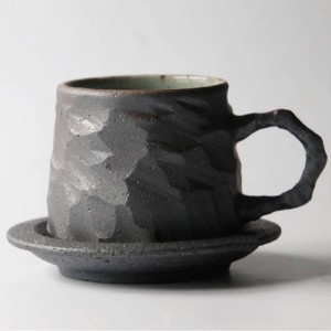 Tazze e piattini di ceramica grossolana fatti a mano da 300 ml Tazza di caffè in ceramica Tazza da tè pomeridiana vintage Office Home Drinkware per regalo