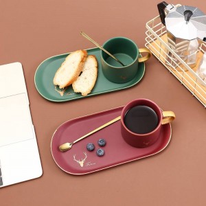 Tazza da tè in ceramica con piatto Tazze da caffè in porcellana creativa oro Set di snack Set da tè inglese pomeridiano