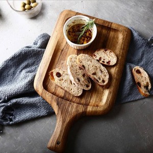 Vassoio portaoggetti in legno di zebra con manico diamantato, trama naturale nordica