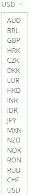 Currency Drop-down Menu
